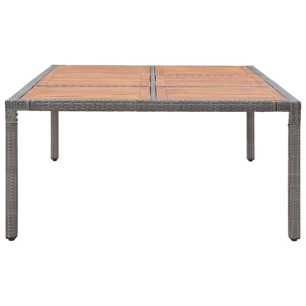 Gartentisch Grau 200x150x74cm Poly Rattan und Akazie Massivholz